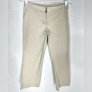 Tory Burch zipper front logo crop khaki pants size 0